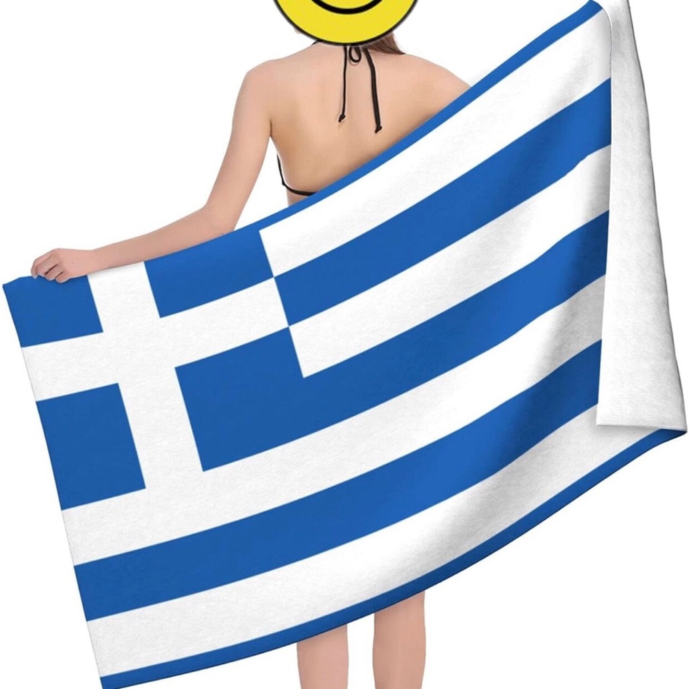 Greece flag beach towel blue and white